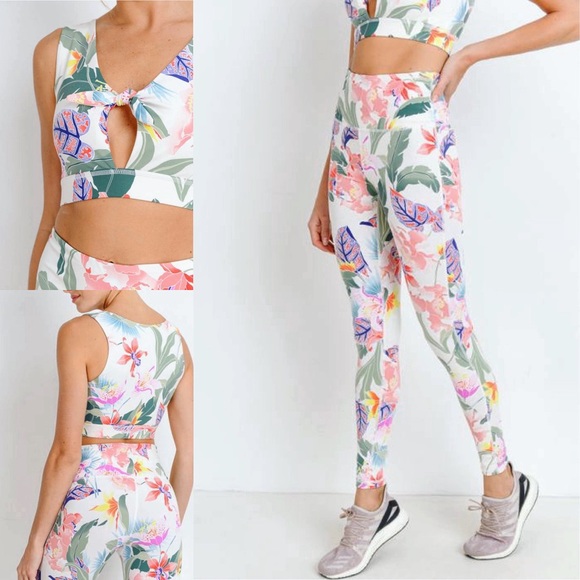 Floral lei leggings | Athleisure |workout - Picture 1 of 3